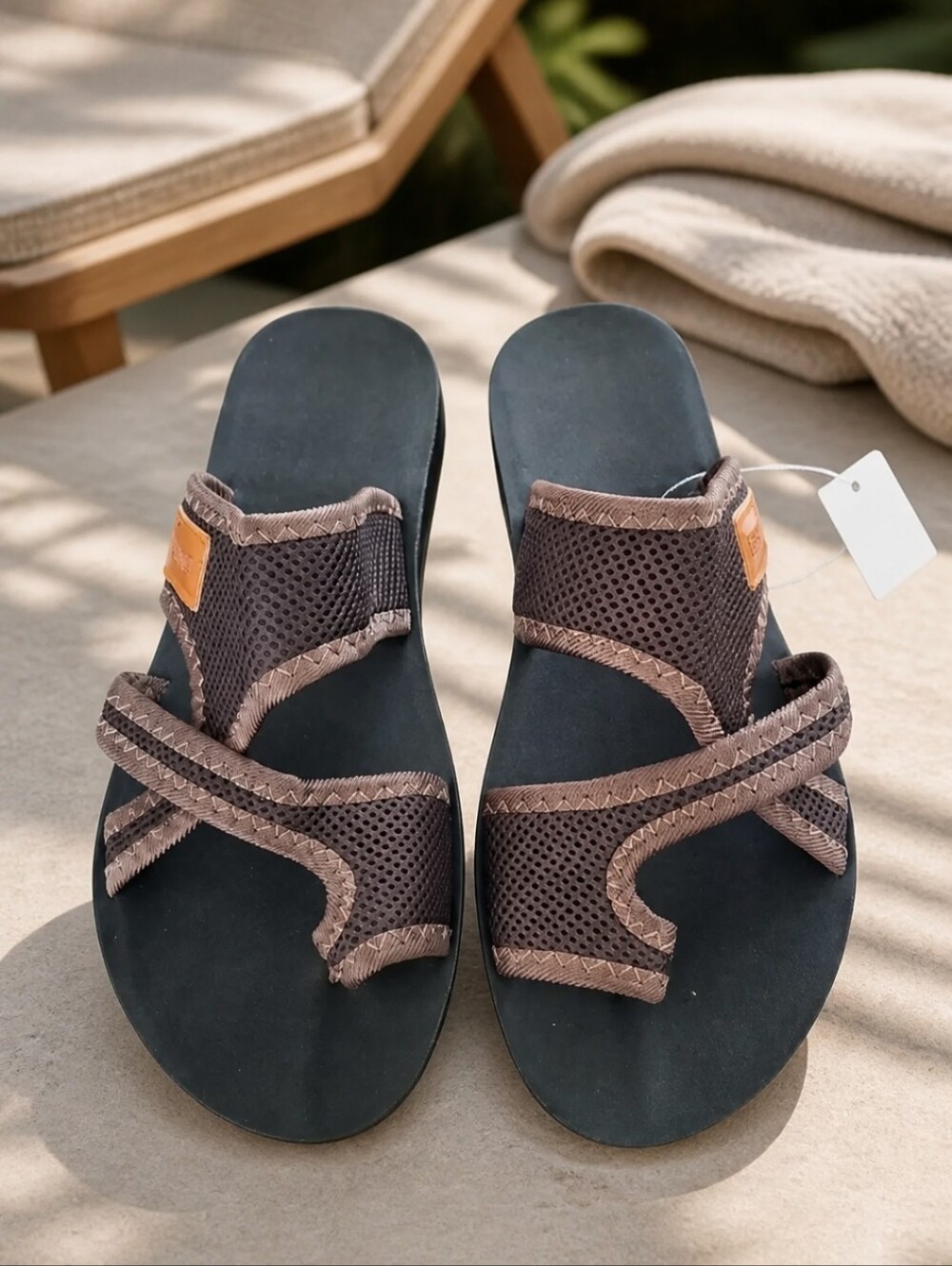 Stylish Coffee Brown Slide Sandals Size 6.5 Women's